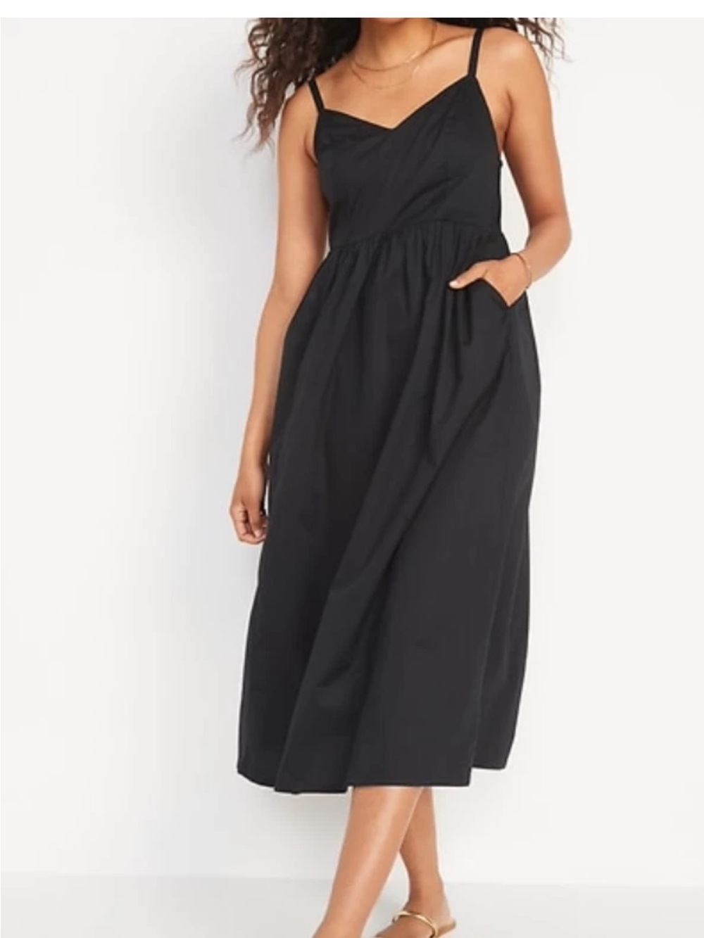 Old Navy Black Maxi Cotton Poplin Swing Dress